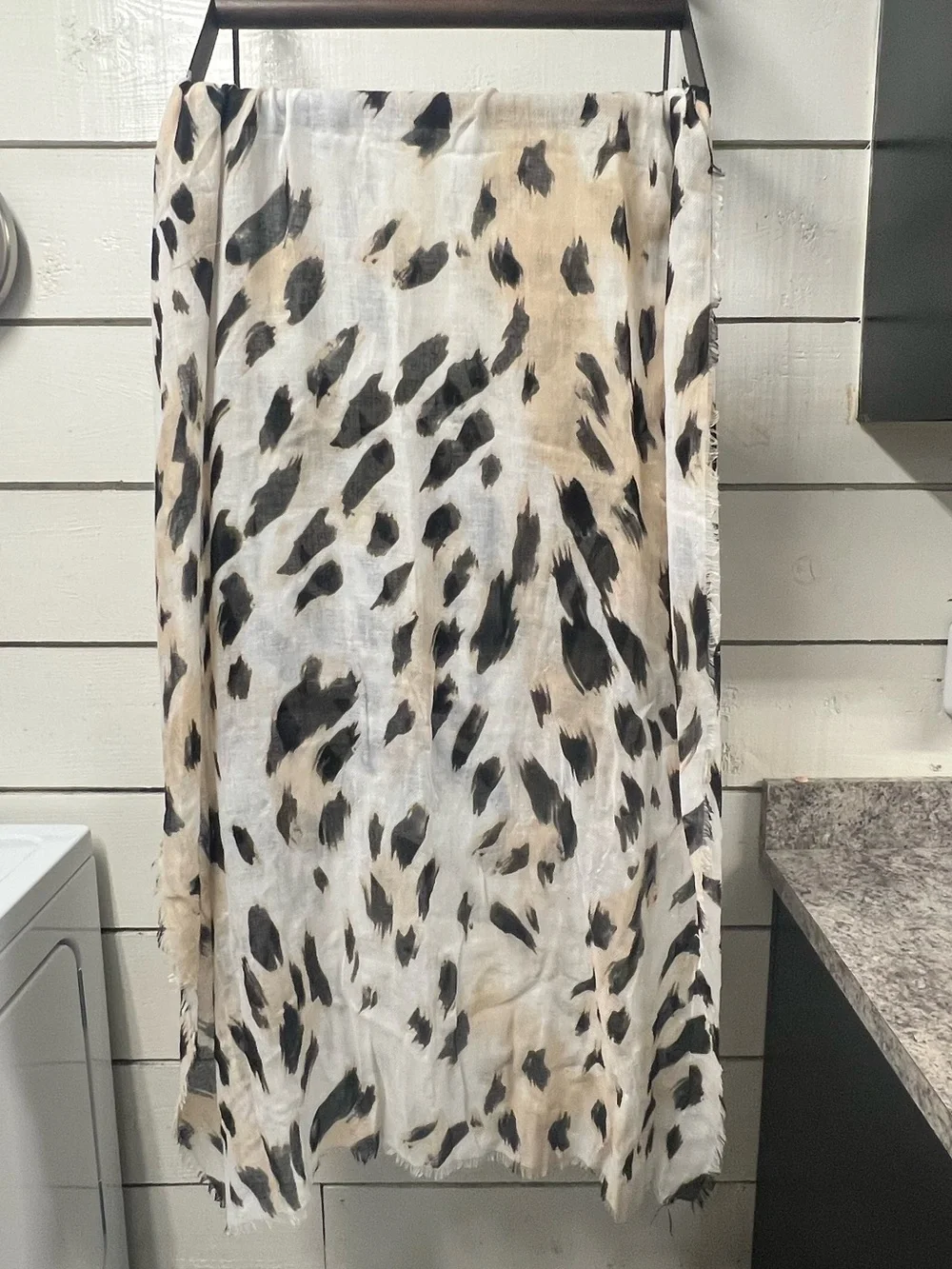 Animal Print Scarf Set - Beige, Black & Blue